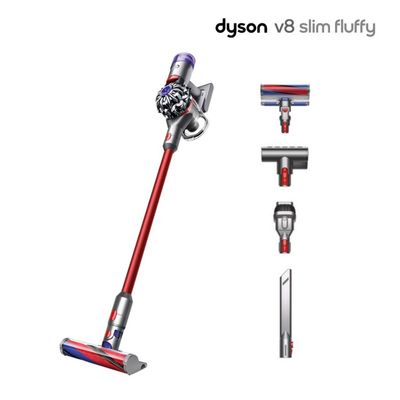 DYSON V8 Slim Fluffy เครื่องดูดฝุ่นแบบด้าม (425 วัตต์, 0.54 ลิตร, สี Iron/Red) รุ่น SV10KV8 SLIMFFIR/RD